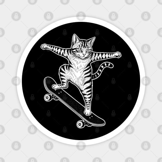 Rad Skateboarding Cat Magnet by enrynz